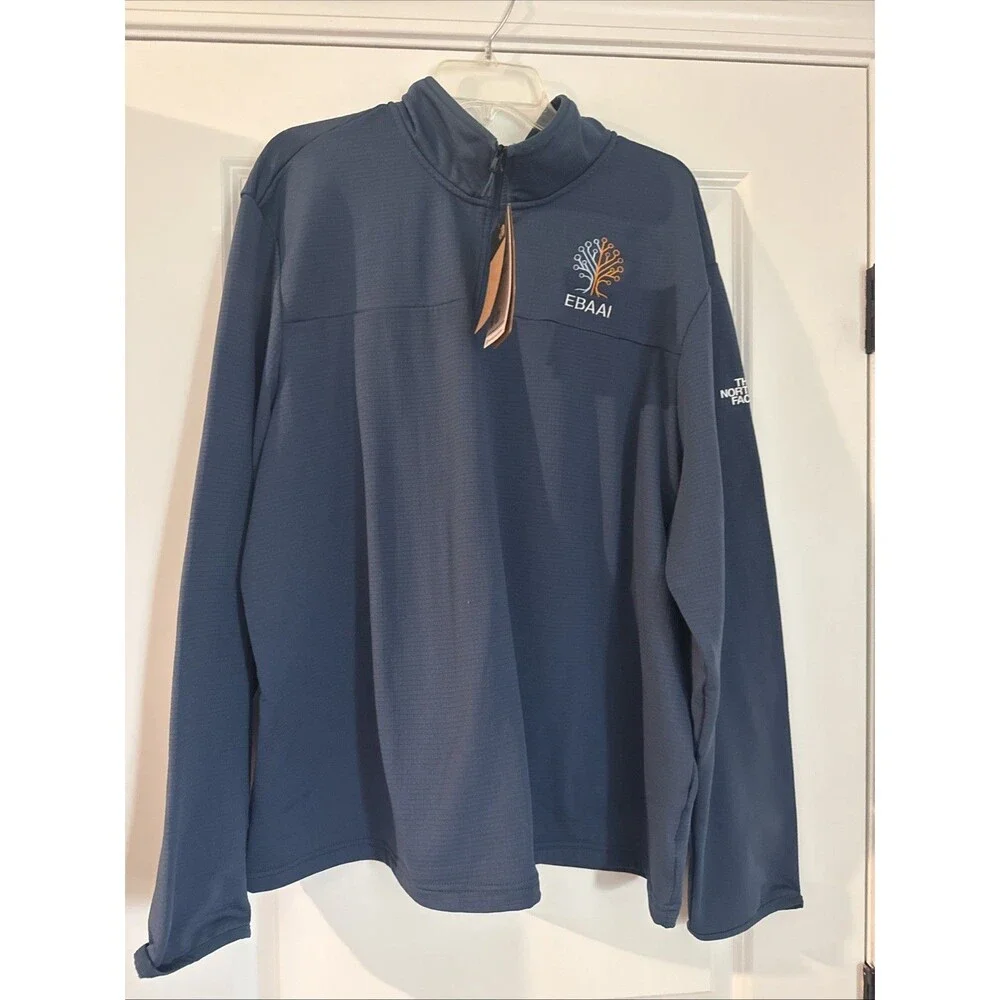 The North Face Blue Fleece 1/4 zip Embroidered Jacket Mens Size XXL